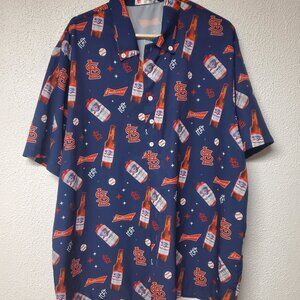 Mens Button Down Short Sleeve St. Louis Cardinal Budweiser Shirt Size XL